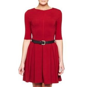 MNG Mango Pleated Belted Red Dress NWT SZ XL